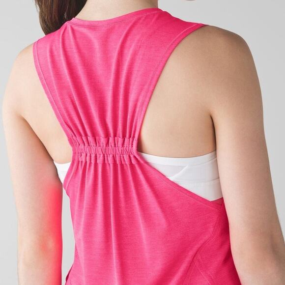 LULULEMON In A Cinch Tank Neon Pink Stripe Sleeveless Pullover Racerback Size 8 - Picture 2 of 6